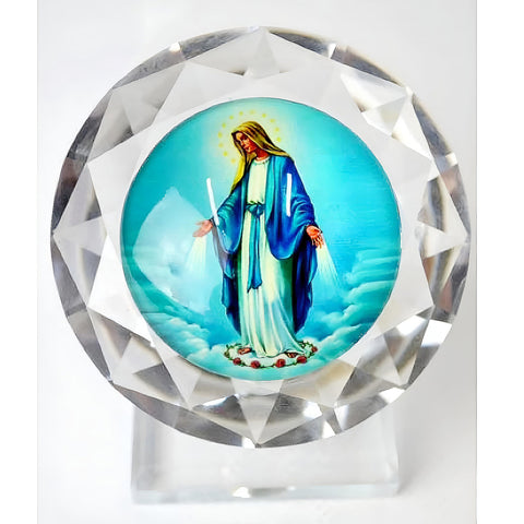 Catholic Crystal Cut Glass Blessed Holy Mother Mary Religious Ornament