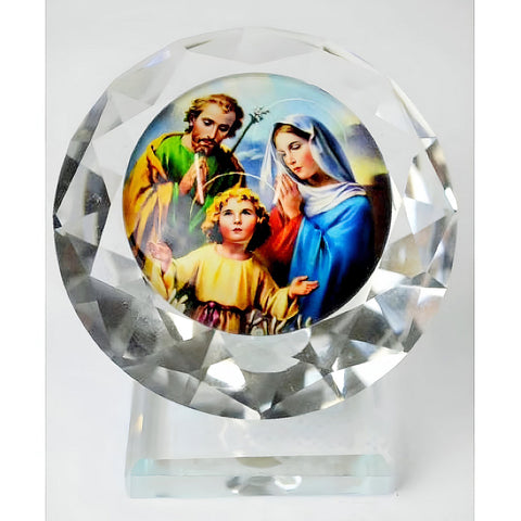 Catholic Crystal Cut Glass The Holy Family Religious Ornament