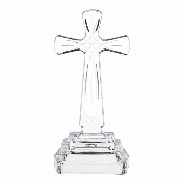 Clear Crystal Cut Glass Standing Religious Cross
