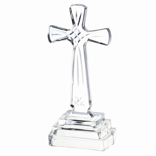 Clear Crystal Cut Glass Standing Religious Cross