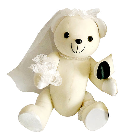 White Wedding Signature Message Bride Teddy Bear & Pen