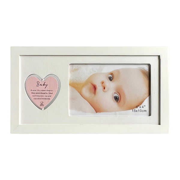 Pink Baby Girl Photo Frame & Rotating Double Sided Heart
