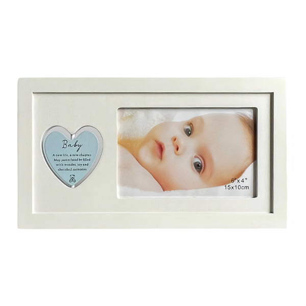 Blue Baby Boy Photo Frame & Rotating Double Sided Heart