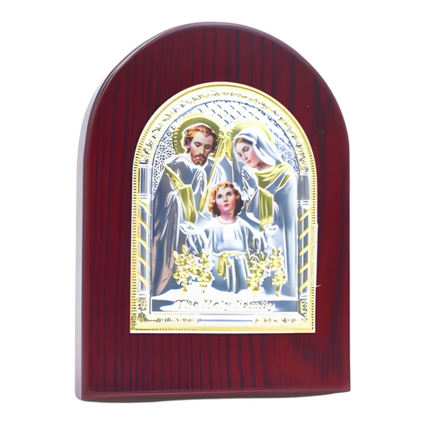 Catholic Sacred Heart Mother Mary Icon On Red Wood Frame Plaque Stand