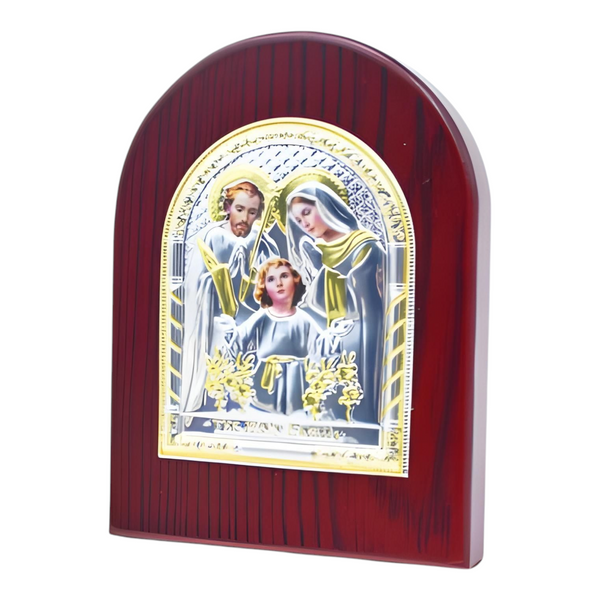 Catholic Sacred Heart Mother Mary Icon On Red Wood Frame Plaque Stand