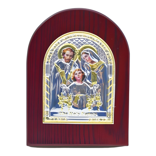 Catholic Sacred Heart Mother Mary Icon On Red Wood Frame Plaque Stand