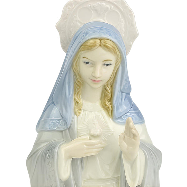 Holy Mother Mary with Halo Porcelain Religious Statue