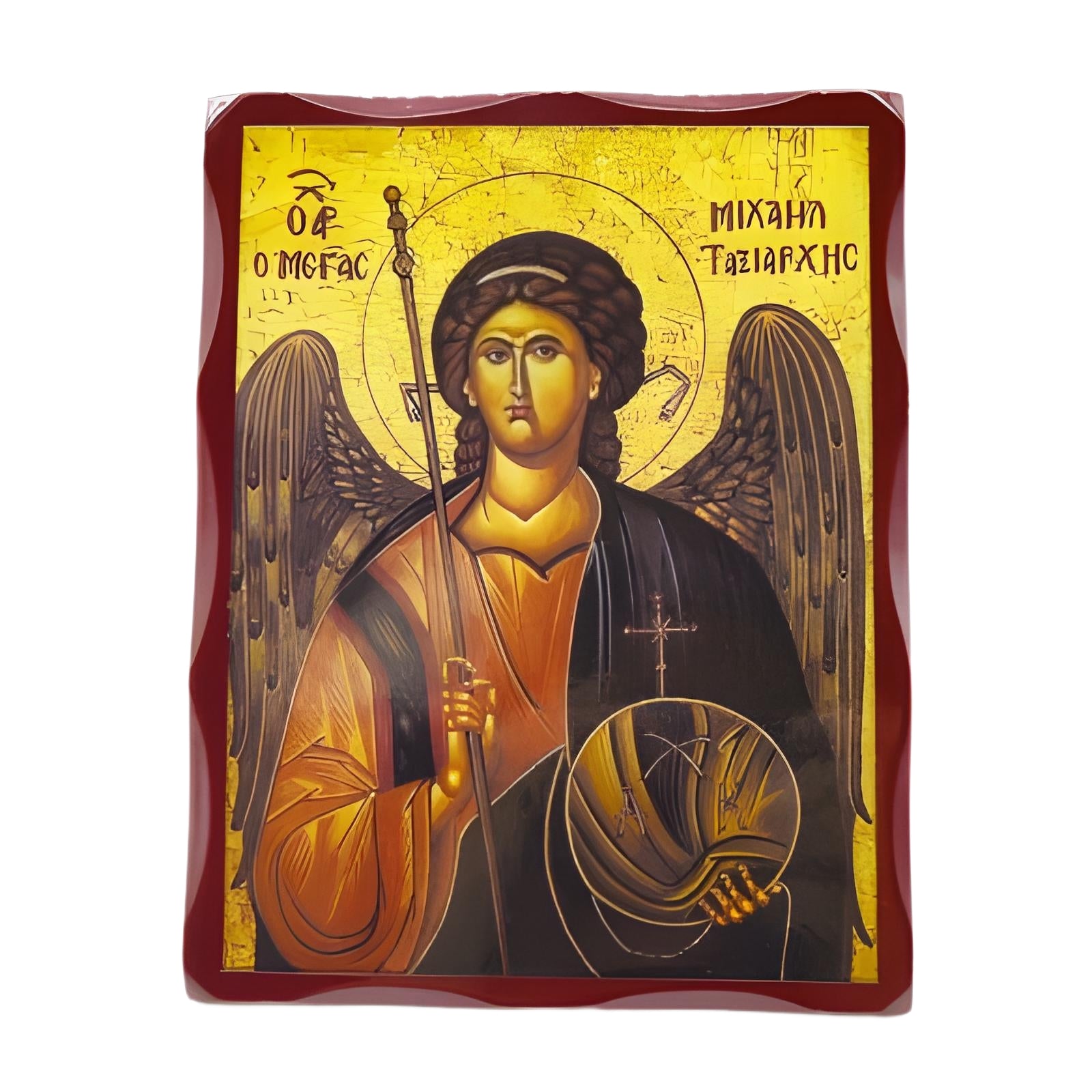 Orthodox Saint Michael Wooden Icon Plaque
