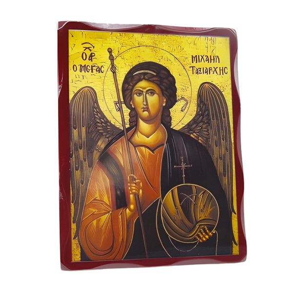 Orthodox Saint Michael Wooden Icon Plaque