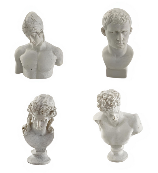 Set 4 Human Bust Mythology Resin Mini Statue Figurines