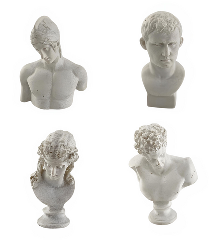Set 4 Mini Resin Decorative Tabletop Human Bust Mythology Figurines