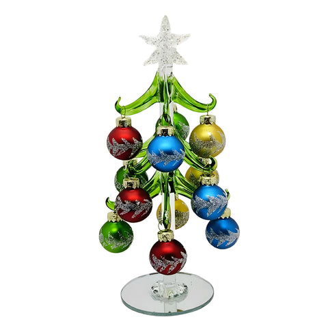 Mini Glass Christmas Tree & Decorative Balls with Silver Star- 20cm