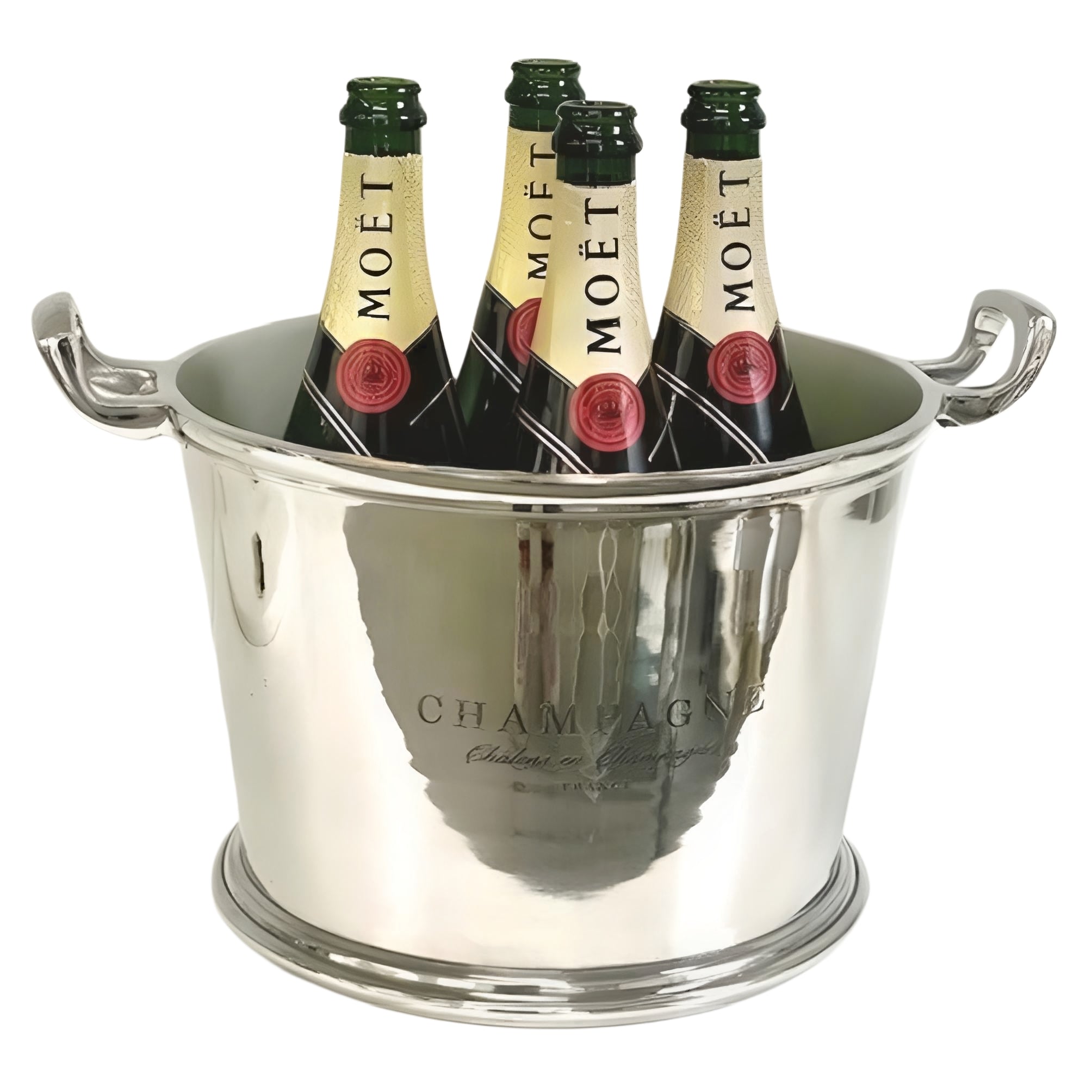 Shiny Silver Plated Champagne France Ice Cooler Bucket with Handles