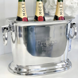 Silver Plated Vino Fresco Italia Champagne Ice Cooler Bucket with Handles