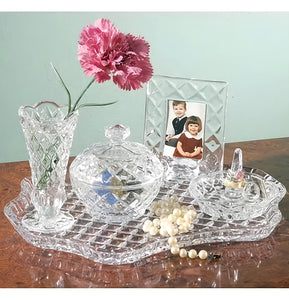 5 Piece Crystal Cut Glass Vanity Dressing Table Decorative Set
