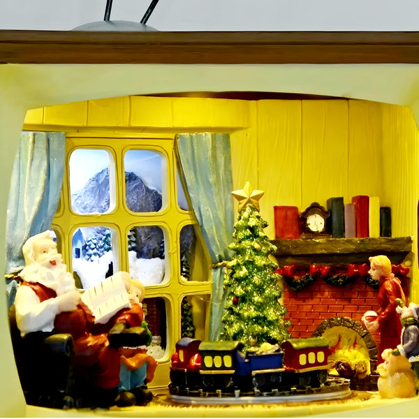 Musical LED Light Up Christmas TV Scene & Animated Moving Train