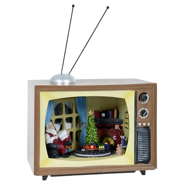 Musical LED Light Up Christmas TV Scene & Animated Moving Train