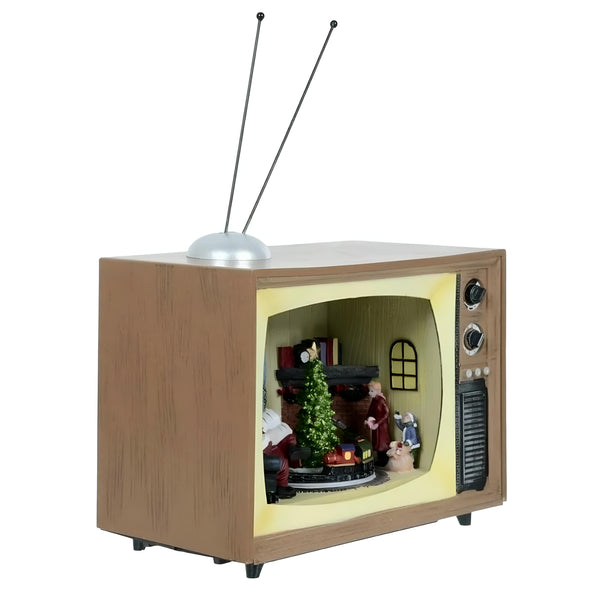 Musical LED Light Up Christmas TV Scene & Animated Moving Train