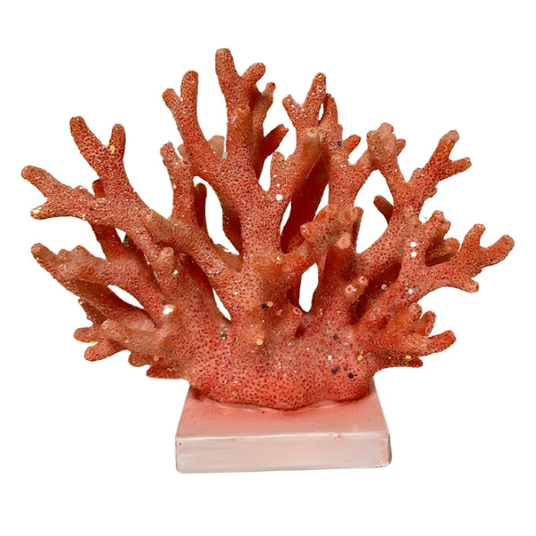 Orange Coral Decorative Tabletop Ornament on Base