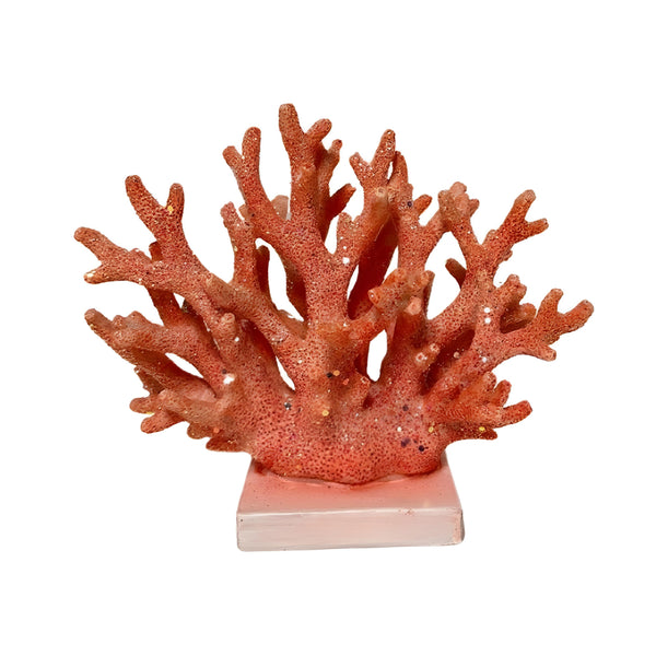 Orange Coral Decorative Tabletop Ornament on Base