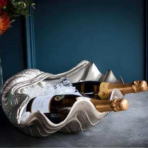 Large Silver Plated Clam Shell Champagne & Wine Ice Bottle Cooler