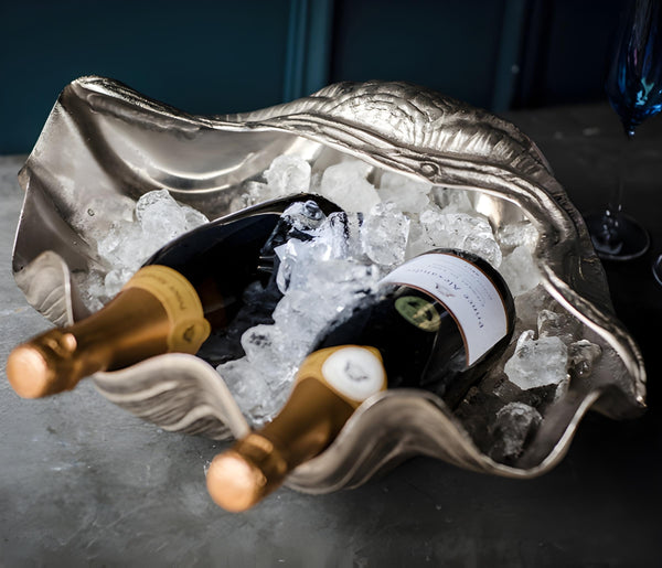 Large Silver Plated Clam Shell Champagne & Wine Ice Bottle Cooler