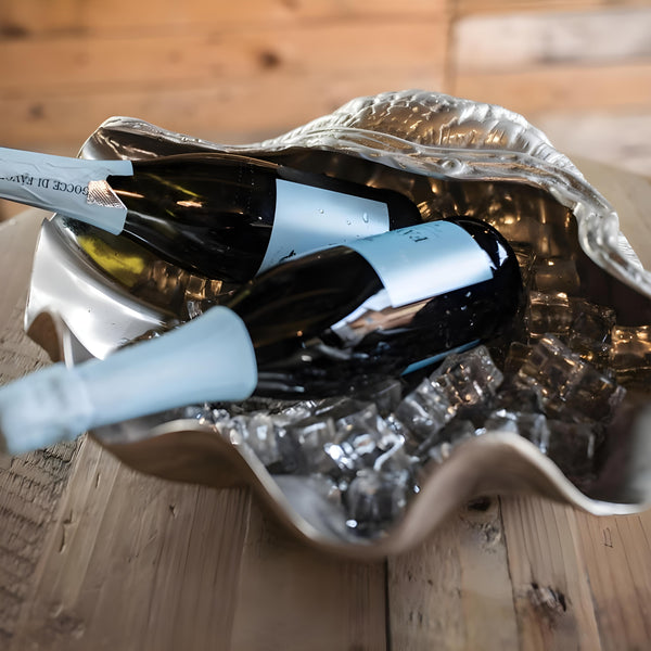 Large Silver Plated Clam Shell Champagne & Wine Ice Bottle Cooler
