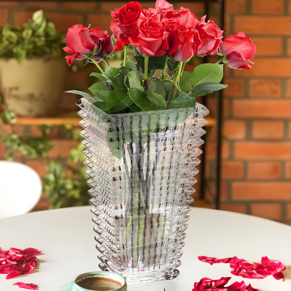 Deluxe Asscher Crystal Cut Glass Rectangular Decorative Wedding Centrepiece Vase