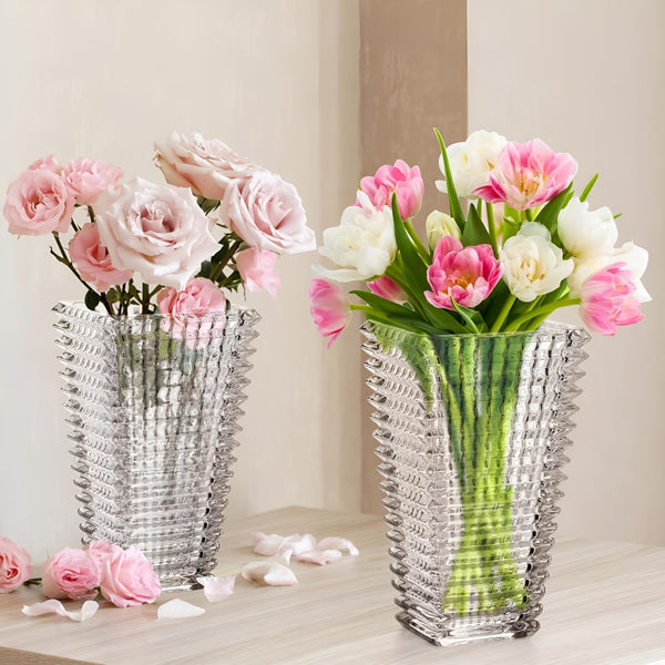 Deluxe Asscher Crystal Cut Glass Rectangular Decorative Wedding Centrepiece Vase