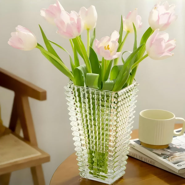 Deluxe Asscher Crystal Cut Glass Rectangular Decorative Wedding Centrepiece Vase
