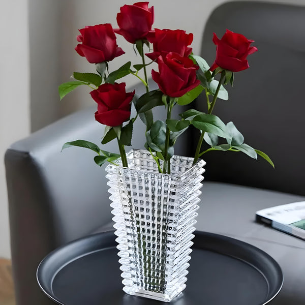 Deluxe Asscher Crystal Cut Glass Rectangular Decorative Wedding Centrepiece Vase