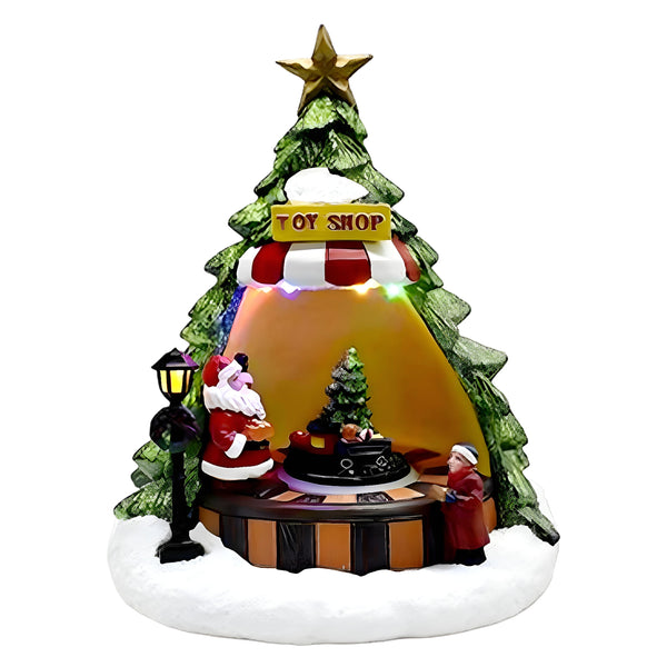 Musical LED Light Up Christmas Tree Toy Store with Animated Moving Train