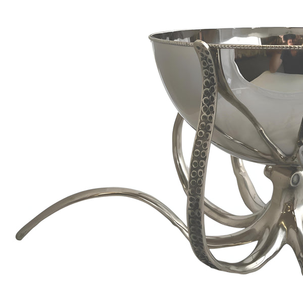 Large Shiny Silver Plated Octopus Stand & Bowl Champagne & Wine Ice Cooler