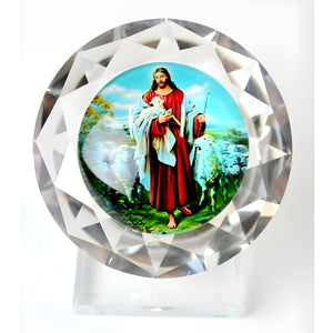 Catholic Crystal Cut Glass Good Shepherd Jesus Christ Religious Ornament
