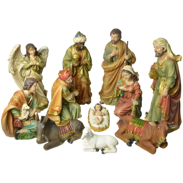 11 Piece Large Christmas Nativity Scene Colour Figurines Display Set- 46cm