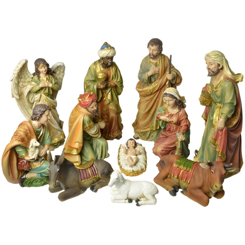 11 Piece Large Christmas Nativity Scene Colour Figurines Display Set- 46cm