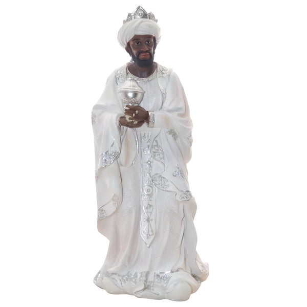11 Piece Large Christmas Nativity Scene White & Silver Figurines Display Set- 61cm