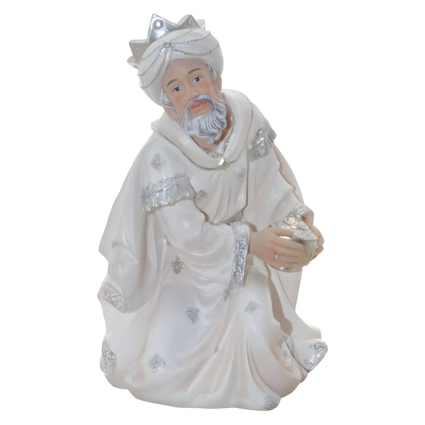 11 Piece Large Christmas Nativity Scene White & Silver Figurines Display Set- 61cm