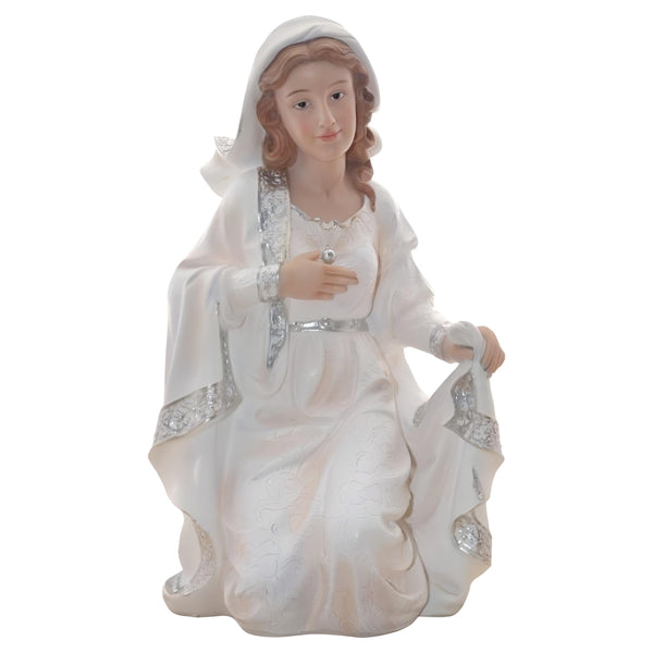 11 Piece Large Christmas Nativity Scene White & Silver Figurines Display Set- 61cm