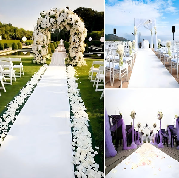 10 metres x 1 metre White Aisle Runner Carpet- Non Woven Felt Fabric