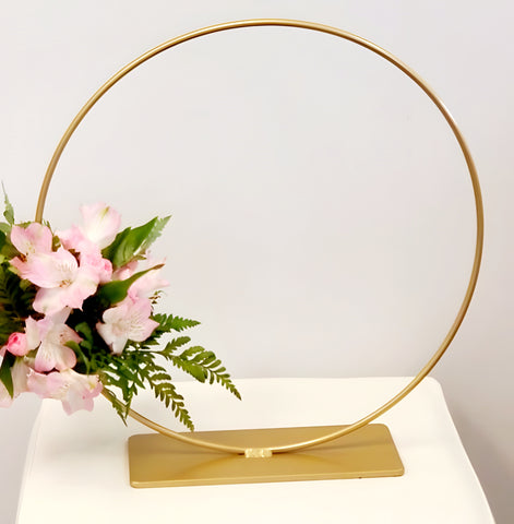 Gold Circle Table Hoop on Stand Flowers Centrepiece Display