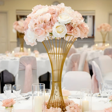 Set 2 Gold Hour Glass Pedestal Flowers Centrepiece Display Stands
