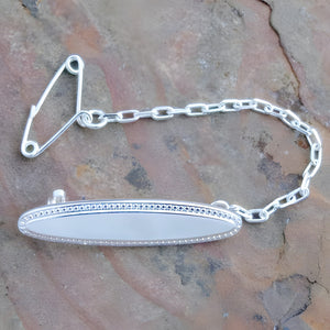 Oval Sterling Silver Baby Identity Name Brooch Pin