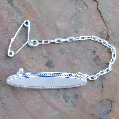 Oval Sterling Silver Baby Identity Name Brooch Pin