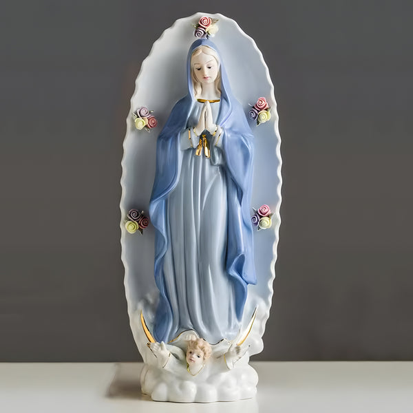 Holy Mother Mary with Flowers Ceramic Statue