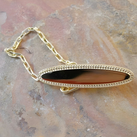 Oval Triple Gold Plated Sterling Silver Baby Identity Name Brooch Pin