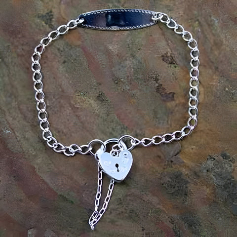 Sterling Silver Baby Identity Name Bracelet & Padlock