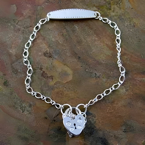 Sterling Silver Baby Identity Name Bracelet & Padlock