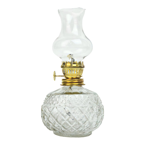 Clear Crystal Cut Glass Vintage Kerosene Oil Lamp Lantern
