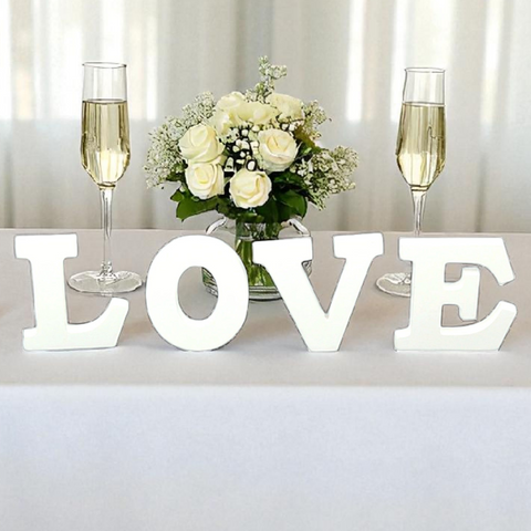 White Wood LOVE Tabletop Words Letters Sign Display Decoration